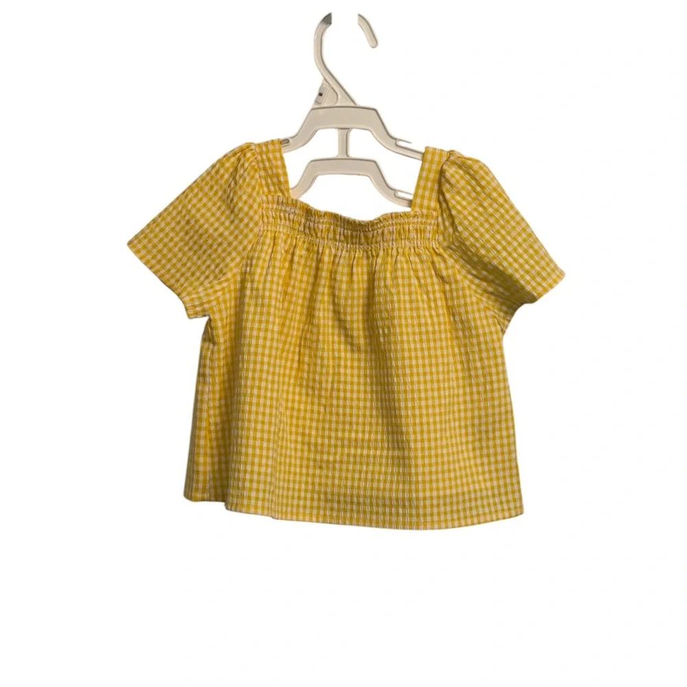 Copper Key Yellow Citrus Scalloped Pearl Gingham Two-Piece Set - Picture 3 of 6